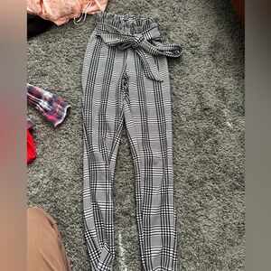 Stylish Black and White Plaid Women's Pants